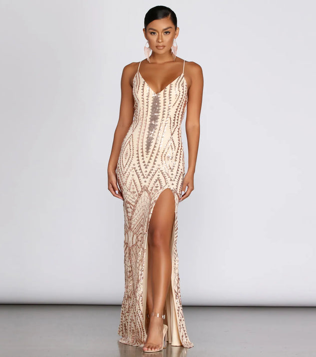Caressa Sequin Evening Gown
