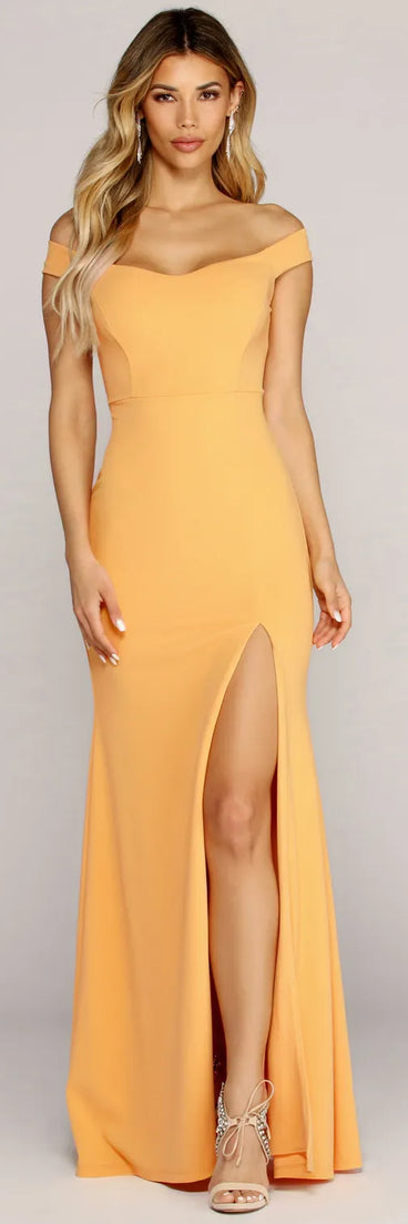 Flora Crepe Slit Gown