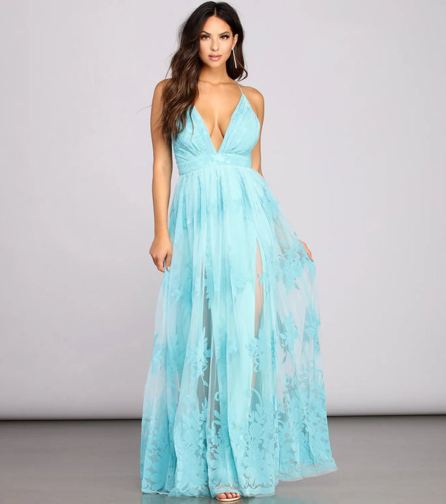 Morgan Formal Flocked Velvet Dress