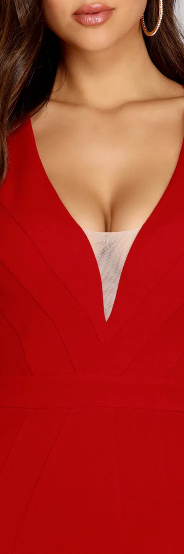 Emma Seamed Crepe Mermaid Gown