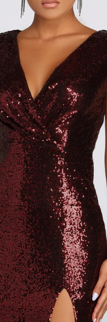 Maroon Sequin Jersey Dress Darby Sequin Cap Sleeve Gown Maroon Sequin Jersey Dress Darby Sequin Cap Sleeve Gown
