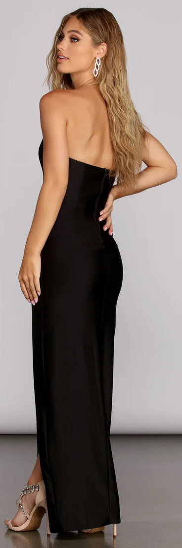 Dionne Strapless Column Wrap Gown