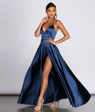 Ellie Formal Satin High Slit Dress