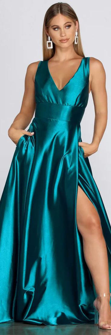 Janice Formal Open Back Satin Dress