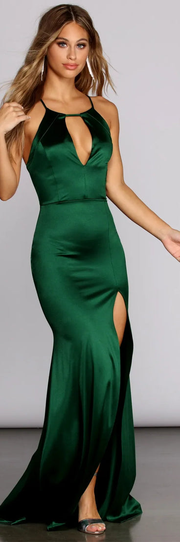 Sandrine Keyhole Satin Gown