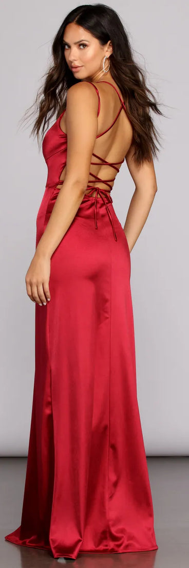Renée Lace-Up Satin Dress