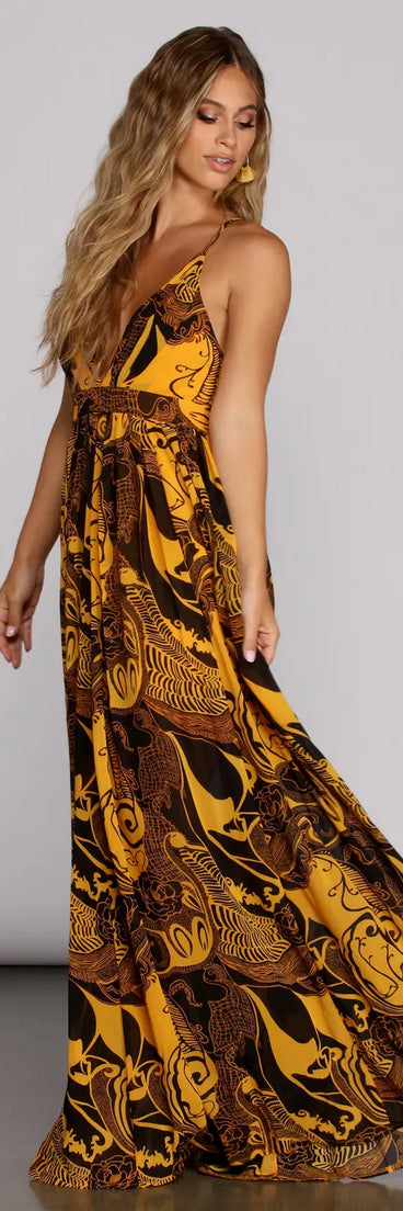 Donna Chiffon Deep V Gown