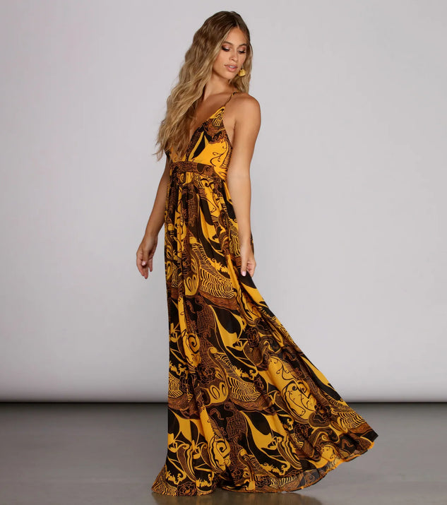 Donna Chiffon Deep V Gown