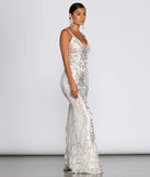 Ginger Sequin Mesh Strappy Gown