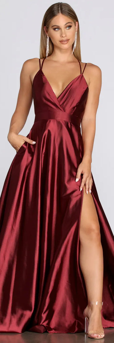 Priscilla Satin Evening Gown