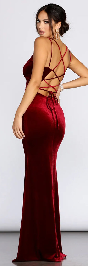Rhoda Velvet Lace Up Evening Gown