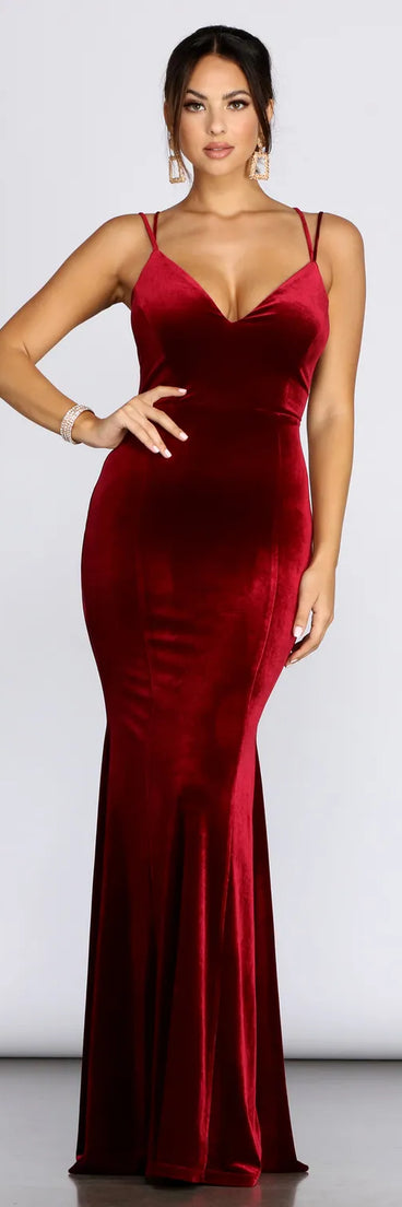 Rhoda Velvet Lace Up Evening Gown