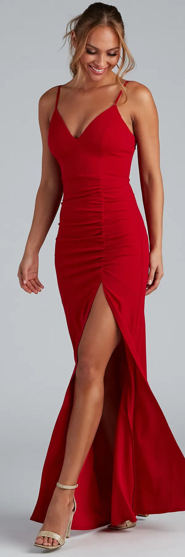 Evanna Formal Crepe Ruched Dress
