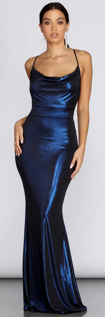 Jenna Metallic Goddess Maxi Dress