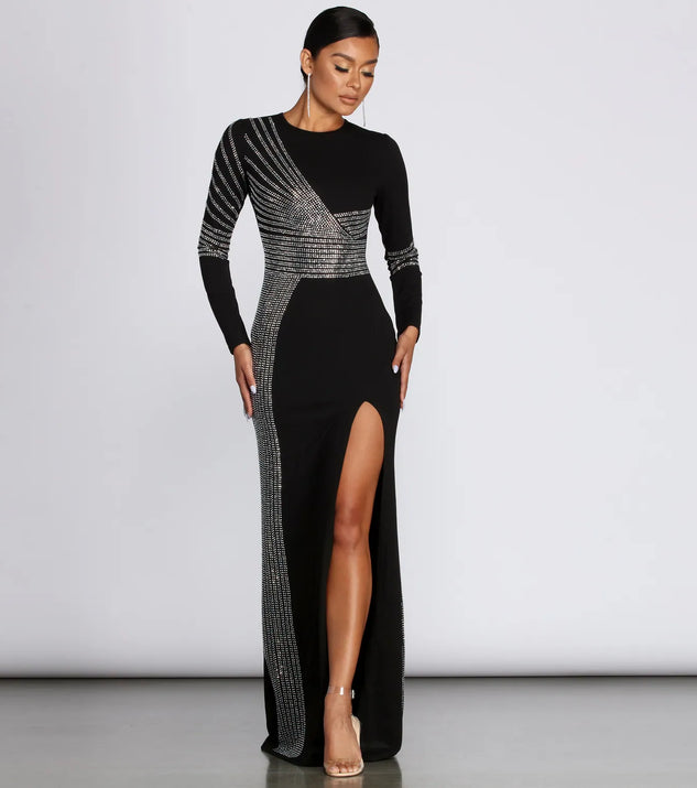Julie Heat Stone High Slit Formal Dress