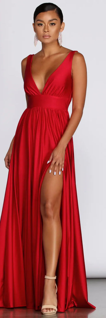 Ellen Deep V Slit Gown