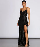 Deirdre Sequin Mesh Slit Gown
