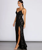 Deirdre Sequin Mesh Slit Gown