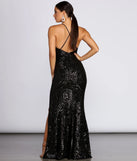 Deirdre Sequin Mesh Slit Gown
