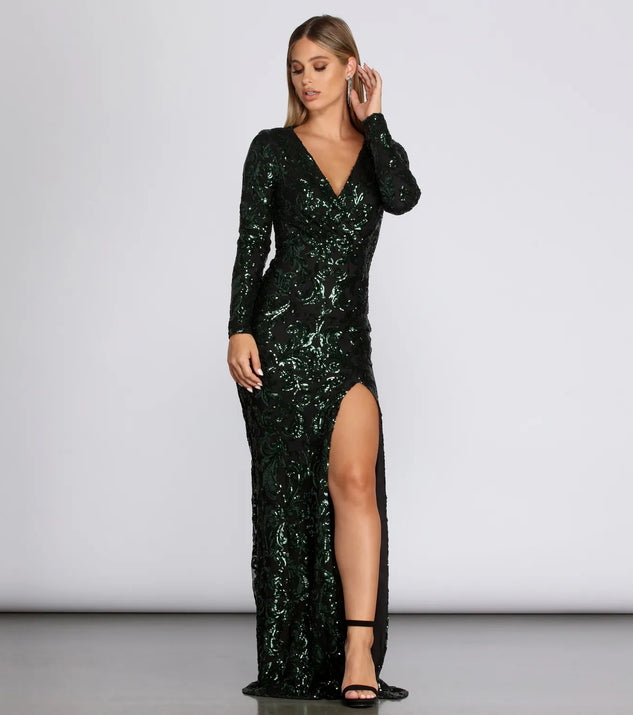 Kendall Formal High Slit Sequin Dress