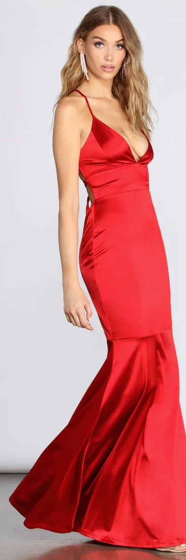 Addie Satin Lattice Mermaid Dress