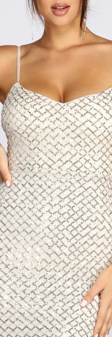 Odessa Sequin Mesh Evening Gown