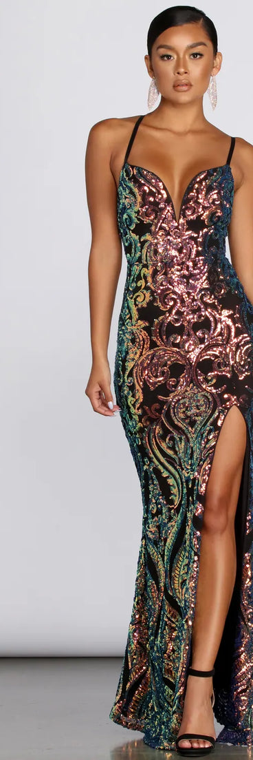 Giselle Formal Iridescent Sequin Dress
