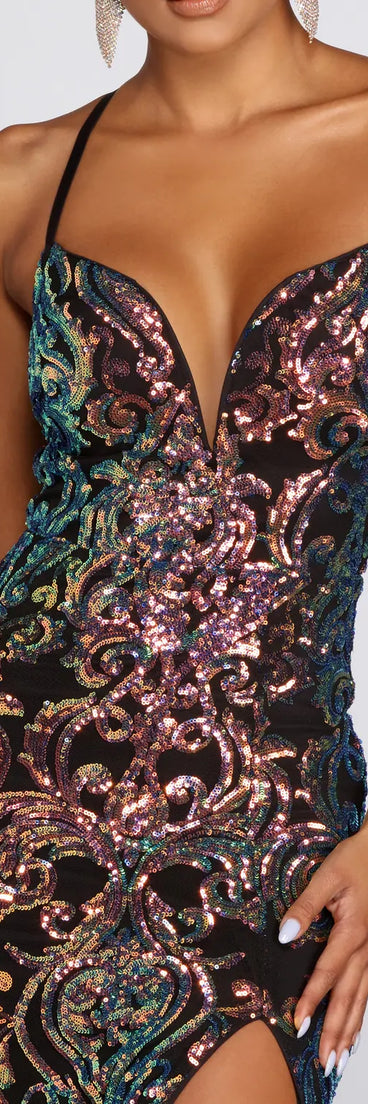 Giselle Formal Iridescent Sequin Dress