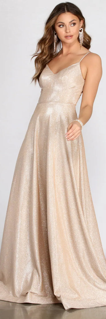 Aime Glitter A-Line Gown