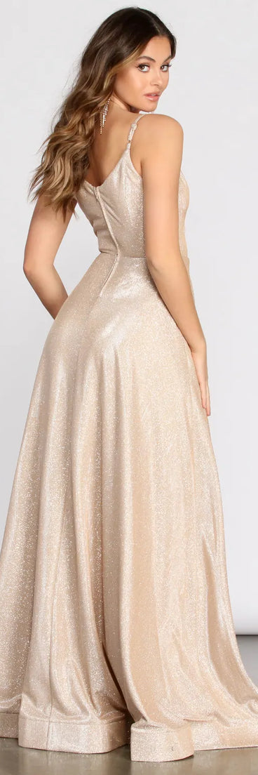 Aime Glitter A-Line Gown