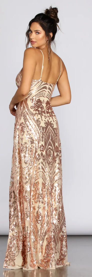 Mckenna Formal Sequin Scroll Dress