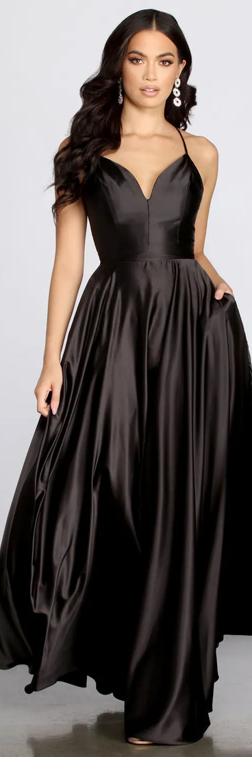Rowanne Satin A-Line Gown