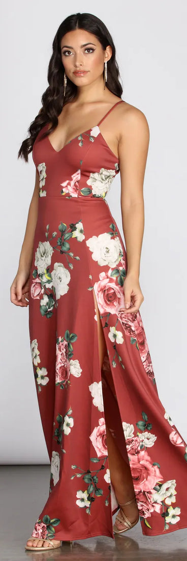 Danya Scuba Floral A-Line Dress