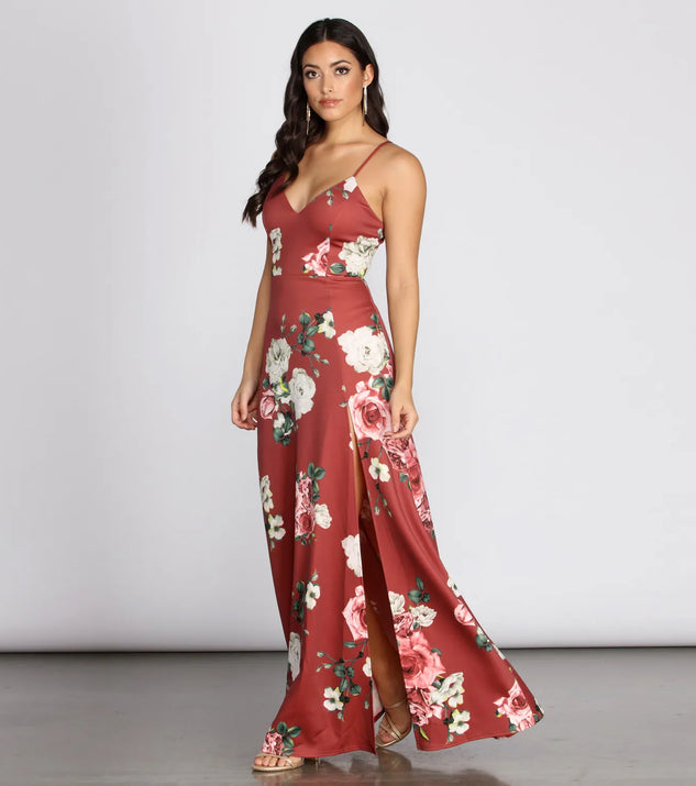 Danya Scuba Floral A-Line Dress