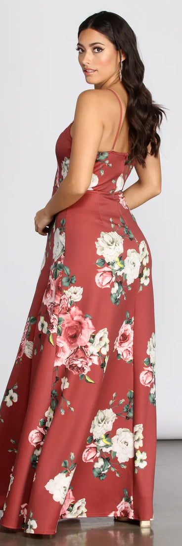 Danya Scuba Floral A-Line Dress