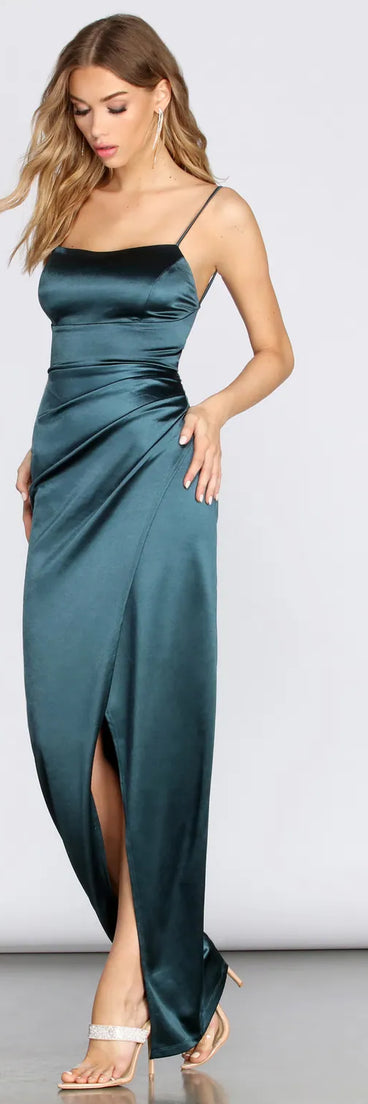 Kay Formal Lace Up Satin Dress