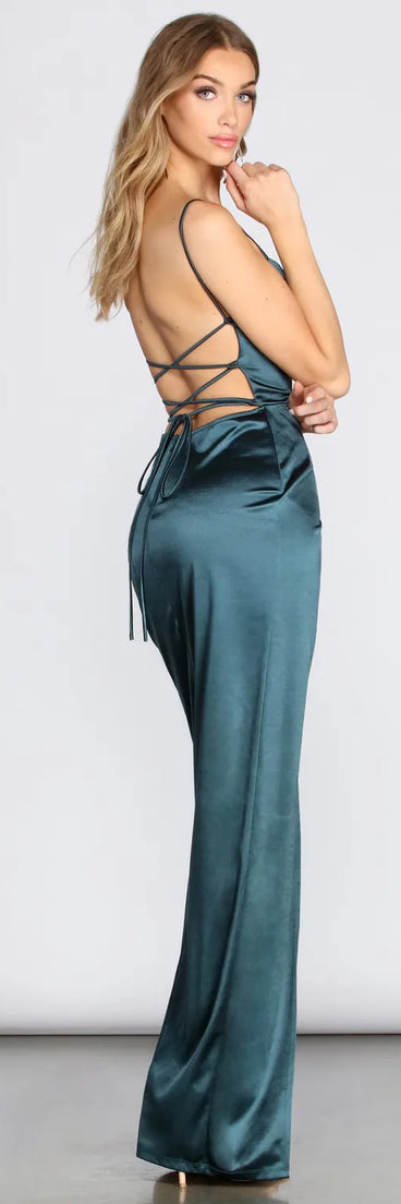 Kay Formal Lace Up Satin Dress