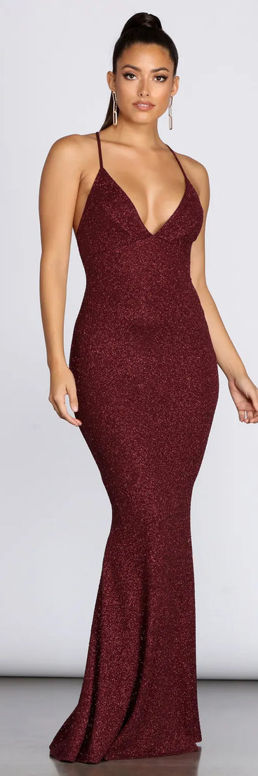 Khloe Long Glitter Formal Gown