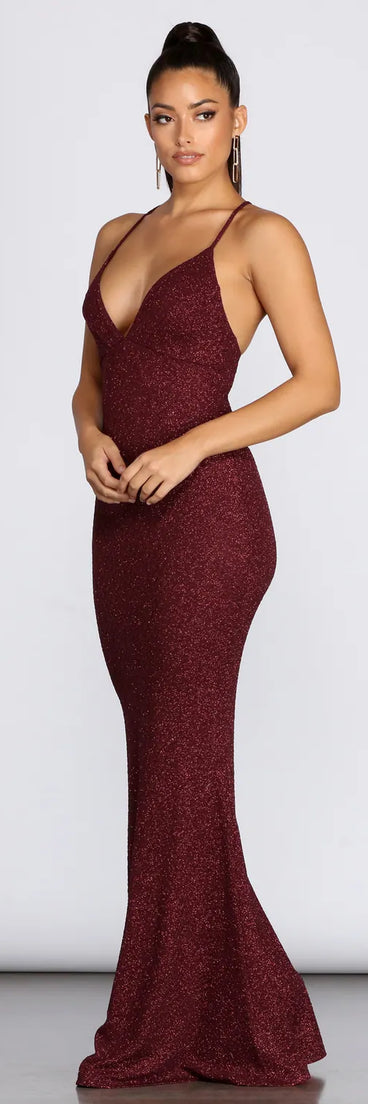 Khloe Long Glitter Formal Gown