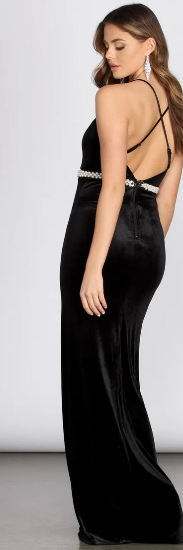 Cami Formal Velvet and Pearl Dress