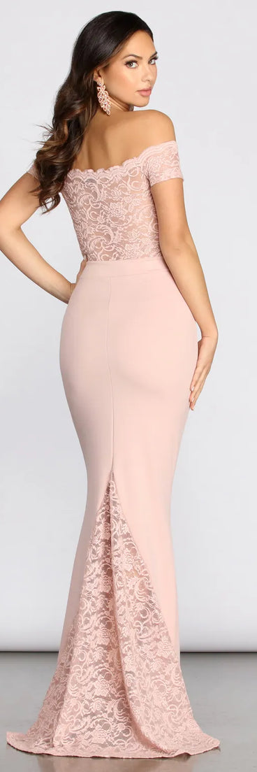 Peyton Off Shoulder Lace Crepe Dress