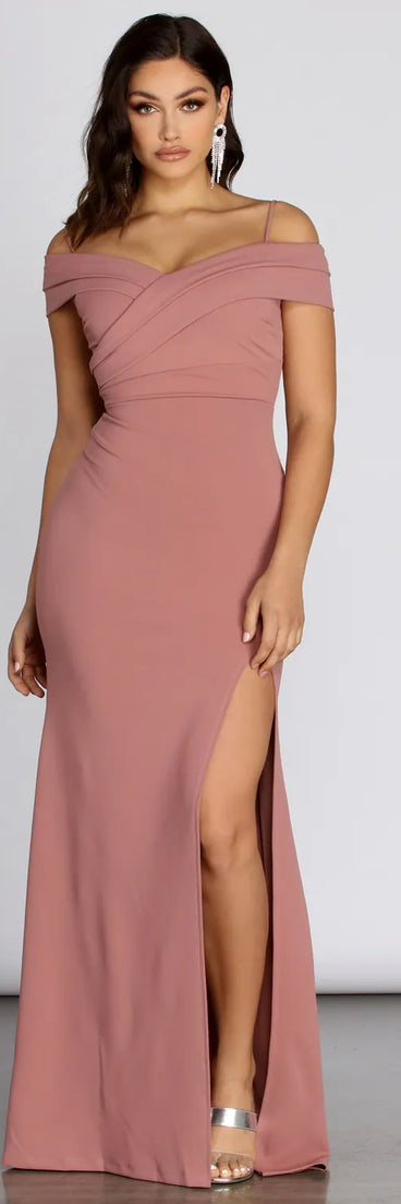 Lisa Marie Formal Pleated Crepe Dress