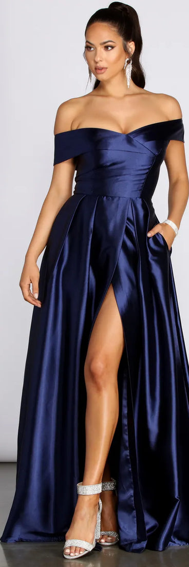 Palmer Formal Satin Wrap Dress