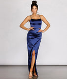 Alvira Satin Evening Wrap Gown