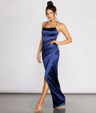 Alvira Satin Evening Wrap Gown