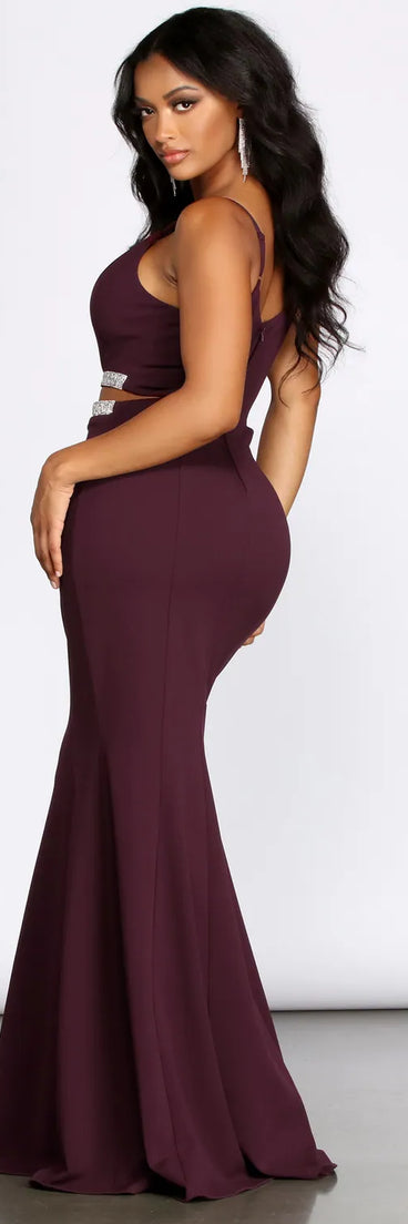 Davia Rhinestone Pretzel Trim Mermaid Dress