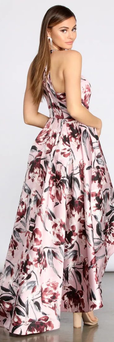 Tatum Satin Floral High Low Dress