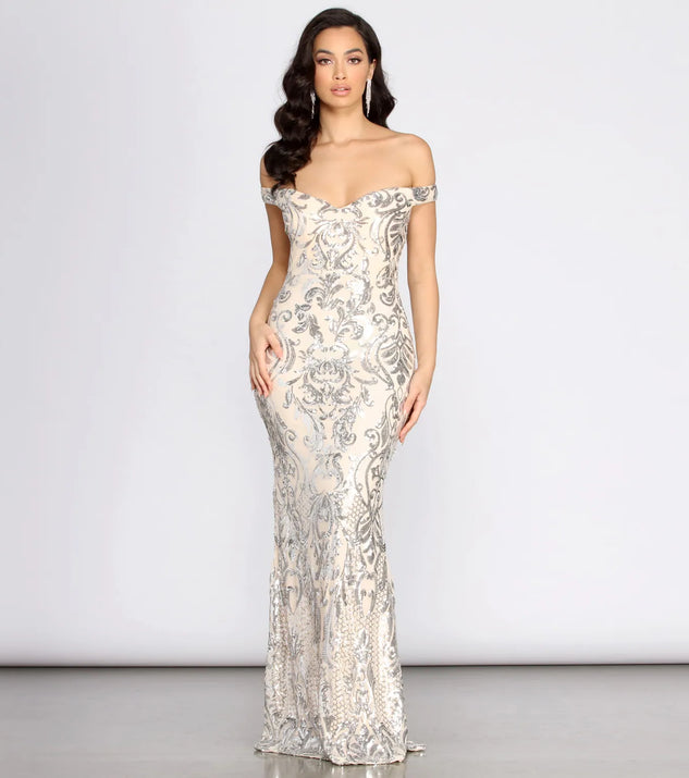 Clara Sequin Off Shoulder Dress