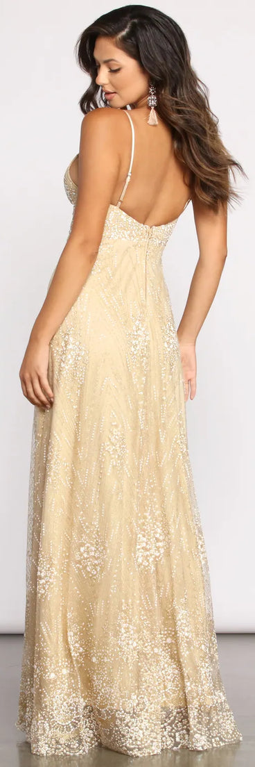 Sophie Formal Floral Glitter A-Line Dress