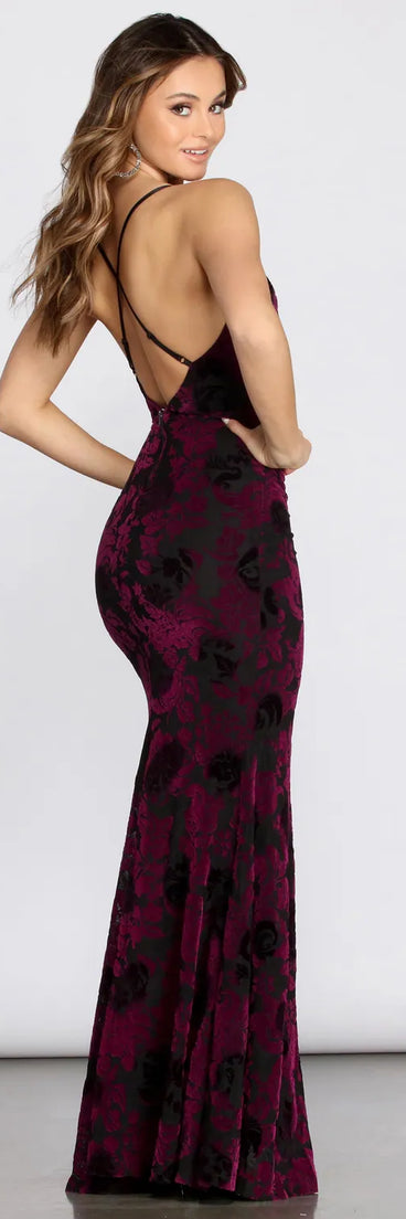 Paula Velvet Floral Burnout Dress